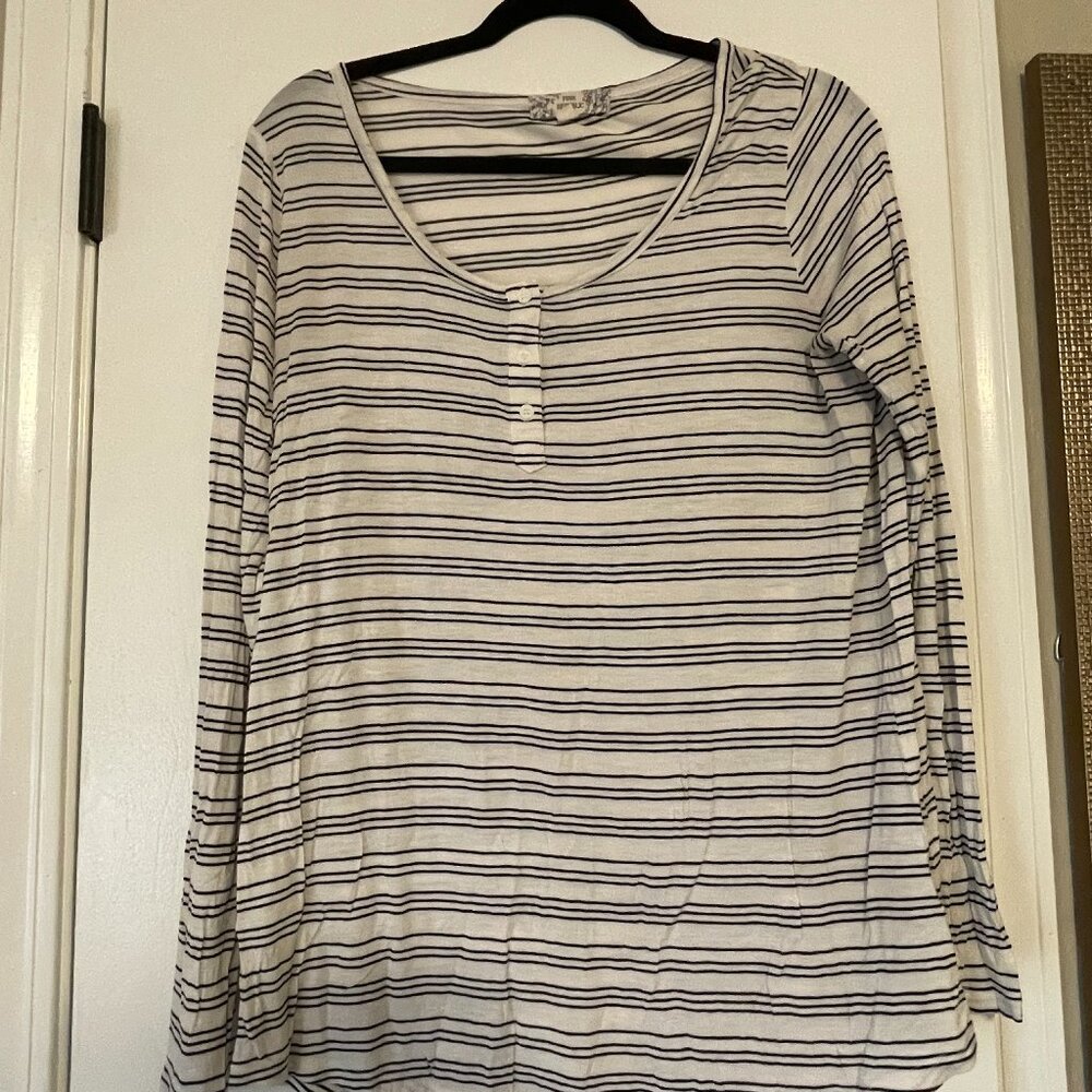pink republic white and black striped long sleeve shirt